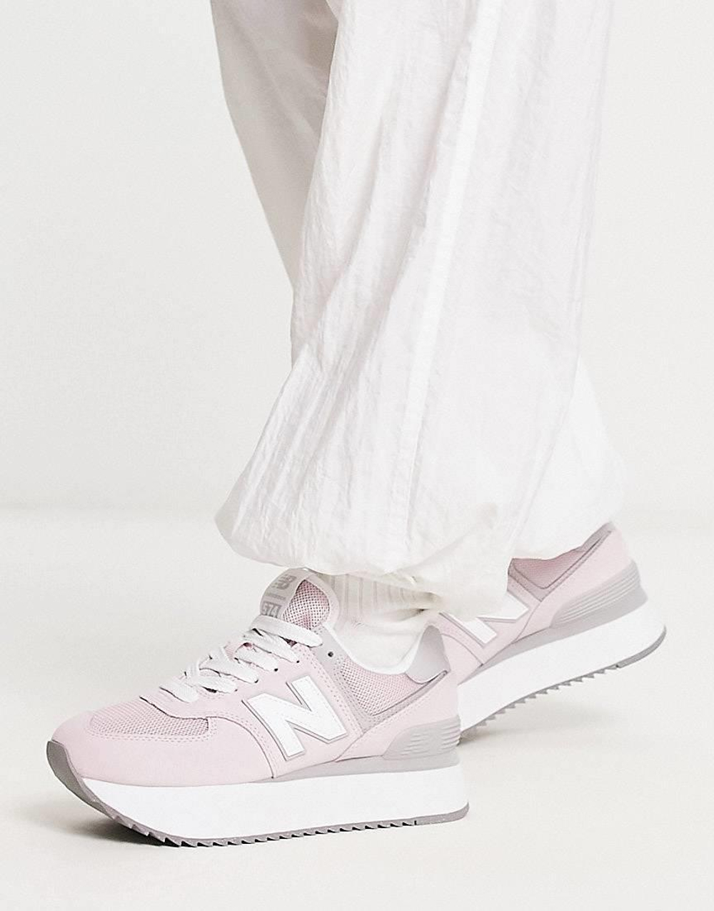 New Balance 574+ trainers in light pink