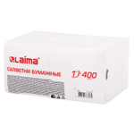 Салфетки бумажные 400 шт., 24×24 см, «Big Pack», белые, 100% целлюлоза, LAIMA, 4 упаковки в комплекте.