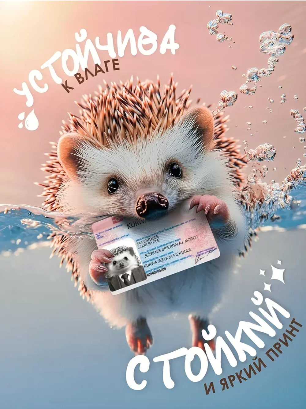 Наклейки на банковскую карту "Ежик KURWA"