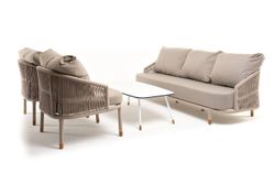 "Верона" лаунж-зона 5-местная плетеная из роупа (веревки), каркас алюминиевый белый, роуп бежевый