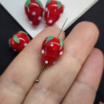 Бусины клубнички, лэмпворк 15мм, стеклянные ягоды