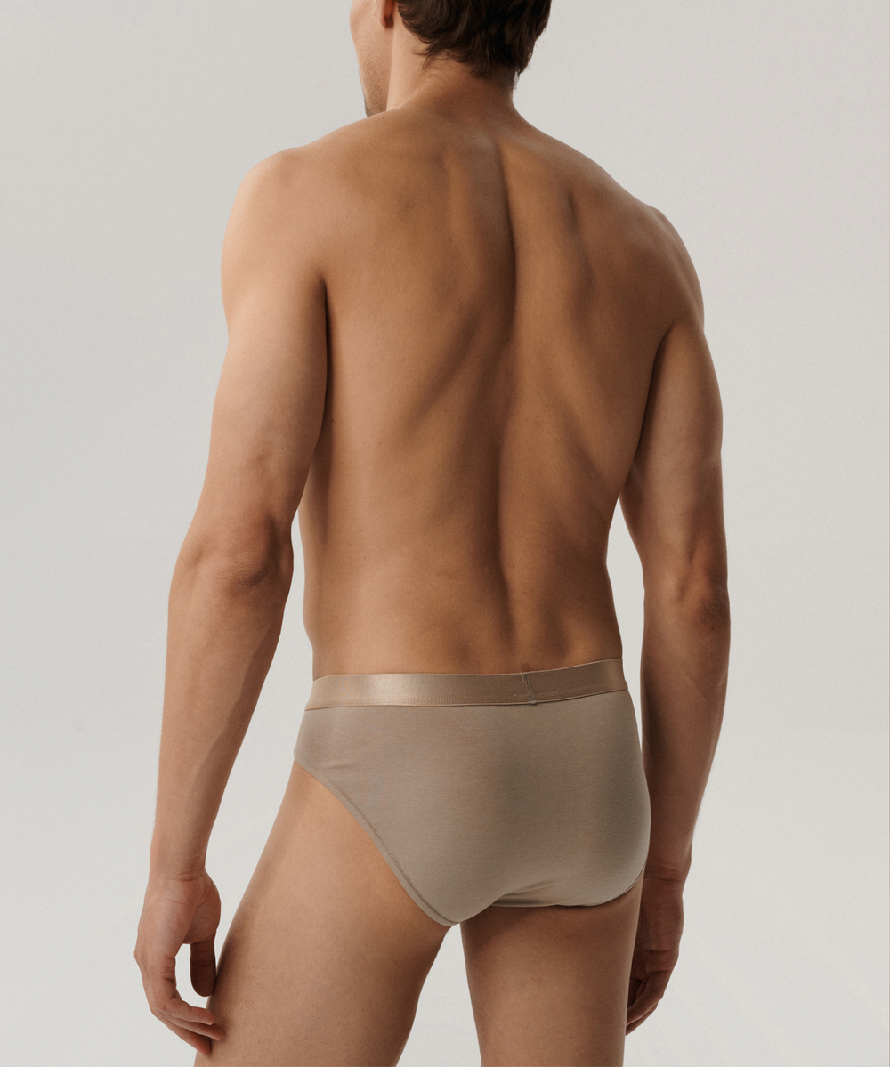 Мужские трусы слипы спорт Atlantic, набор из 2 шт., пима хлопок, бежевые, Basic 2BMP-013