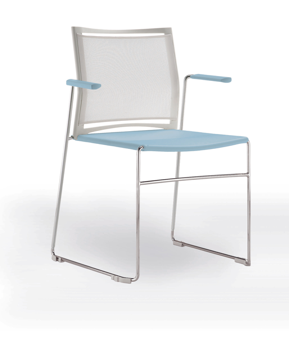 Web стул на полозьях с подлокотниками и спинкой-сеткой