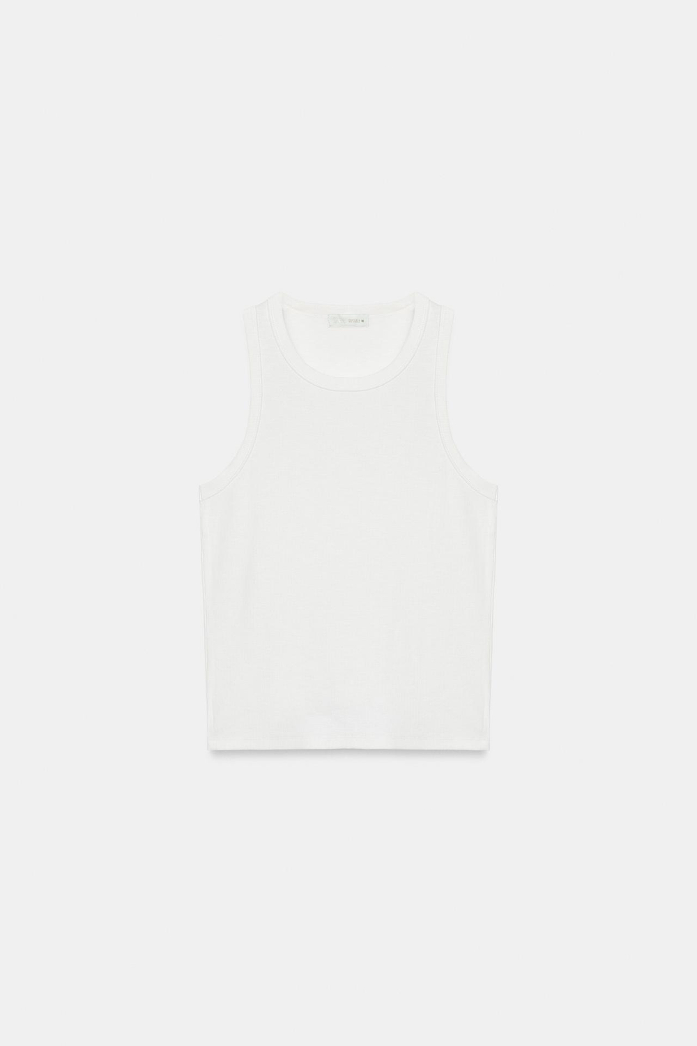 ZARA ТОП В РУБЧИК БЕЗ РУКАВОВ, ЖЕЛТОВАТО-БЕЛЫЙ