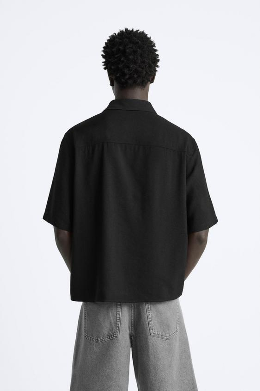 ZARA РУБАШКА С КОНТРАСТНЫМИ КАРМАНАМИ, ЧЕРНЫЙ