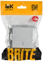 BRITE Выключатель 1-клавишный с индикацией 10А ВС10-1-1-БрА алюминий IEK