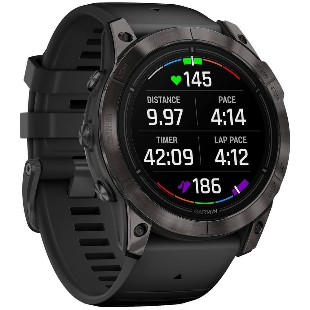 Умные часы Garmin Epix Pro (Gen 2) 51 мм Sapphire Edition титан DLC Carbon Grey с черным ремешком