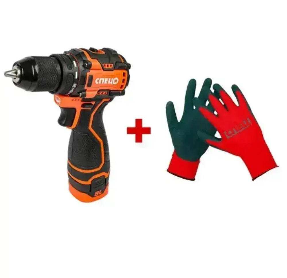 Дрель аккумуляторная СПЕЦ БДА-16-Б БЕСЩЕТОЧНАЯ (45Нм, 2АКБ х 2Ач, кейс)+ перчатки в ПОДАРОК