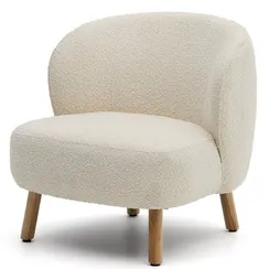 Кресло Ulit из белого букле с ножками из светлого бука