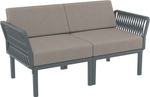 Диван пластиковый двухместный с подушками Siesta Contract Portofino Lounge, темно-серый, светло-коричневый