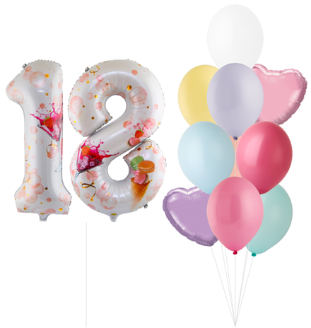 Набор шаров 18 лет (макарунс) | 0054