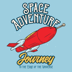 print PewPewCat Space adventure для голубой женской футболки