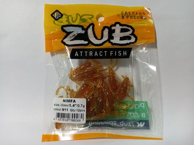 Мягкая приманка ZUB Nimfa 35 мм. Цвет 911, машинное масло, флю.