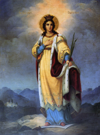 Екатерина Александрийская святая великомученица деревянная икона на левкасе