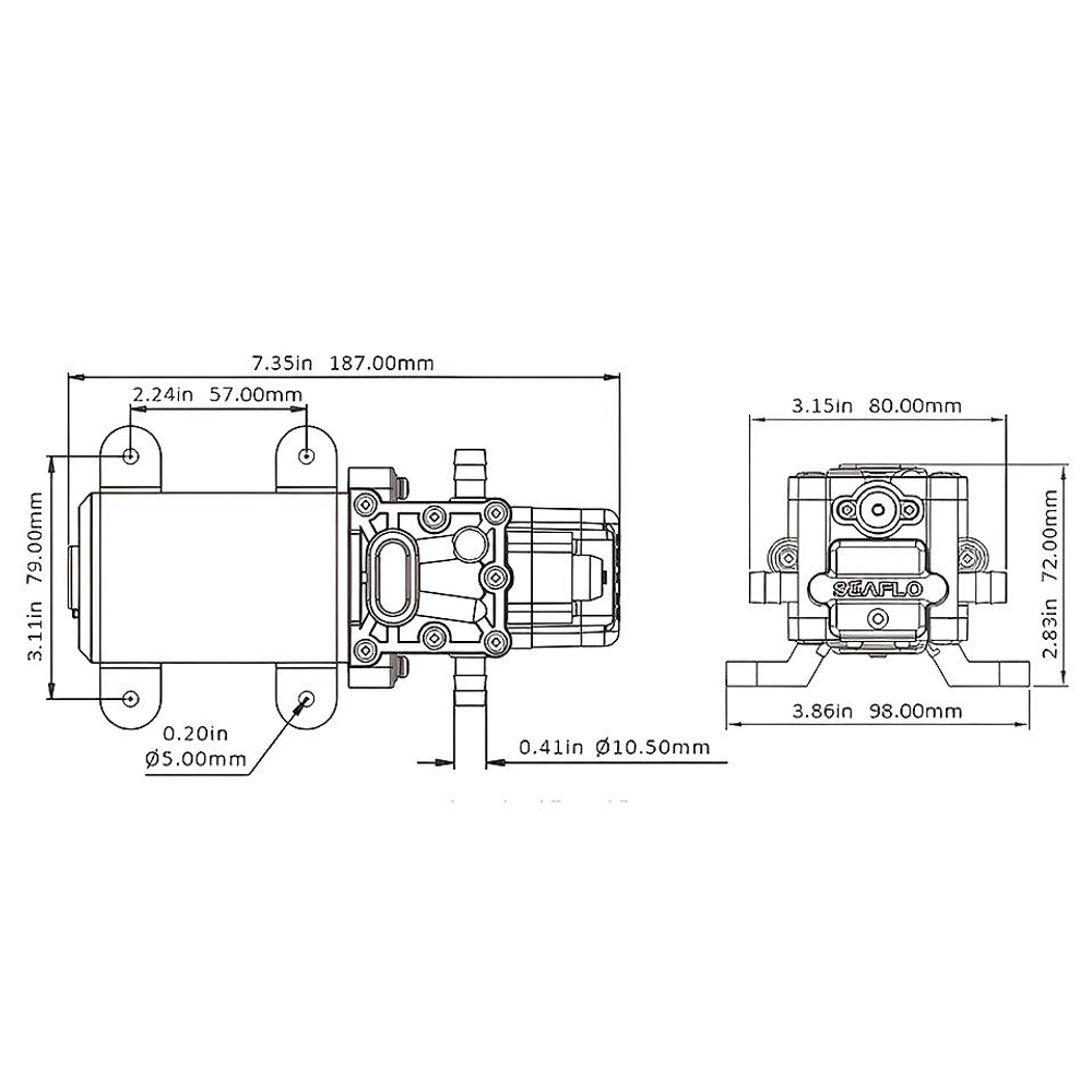Автоматическая нагнетательная диафрагменная водяная помпа-насос SeaFlo, 5 л/мин, 5,5 бар, 12В