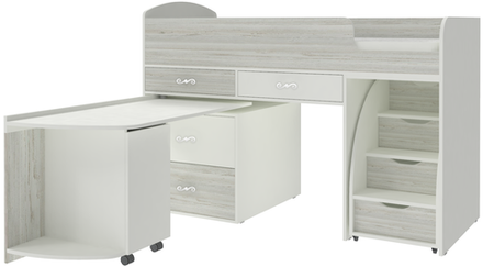 Кровать-чердак КарИВи Малыш 6 Белый  Винтерберг