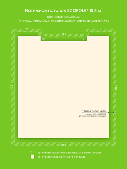 Натяжные потолки 15.8 м2, 6.6 м2