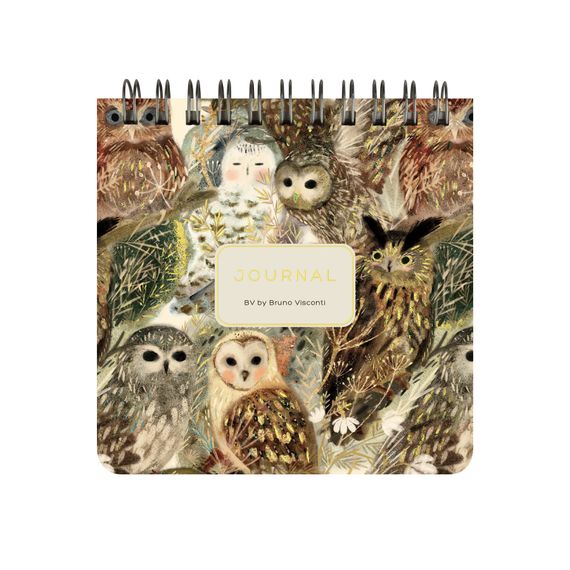 Bloknot \ Блокнот \ Notebook “Pocket Journal” 90 × 90 мм, 60 л, на гребне “Фауна. Волшебные совы”