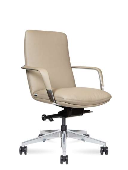 Кресло офисное Норден / Нэо LB / Neo LB / латте кожа / алюминевая база