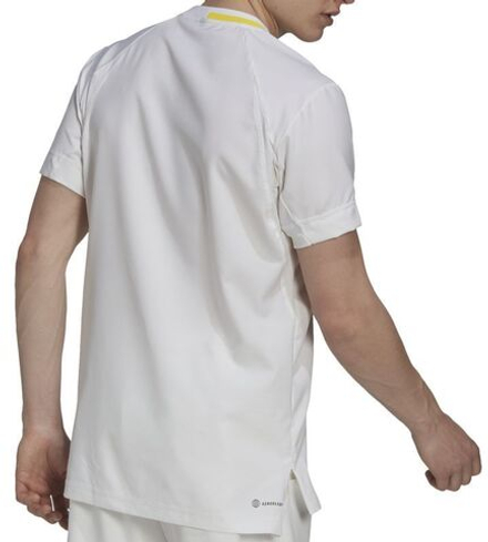 Мужская теннисная футболка Adidas London Stretch Woven Tee - white/impact yellow