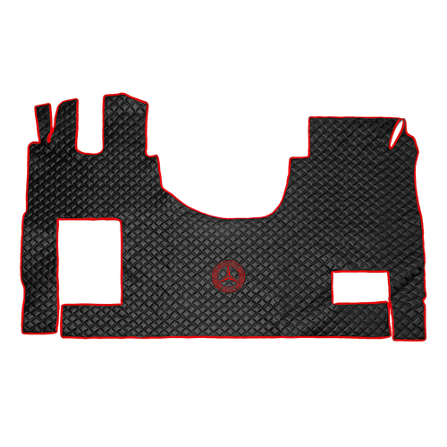 Ковры MERCEDES Actros 2020г ровный пол (экокожа, черный, красный кант, красная вышивка)