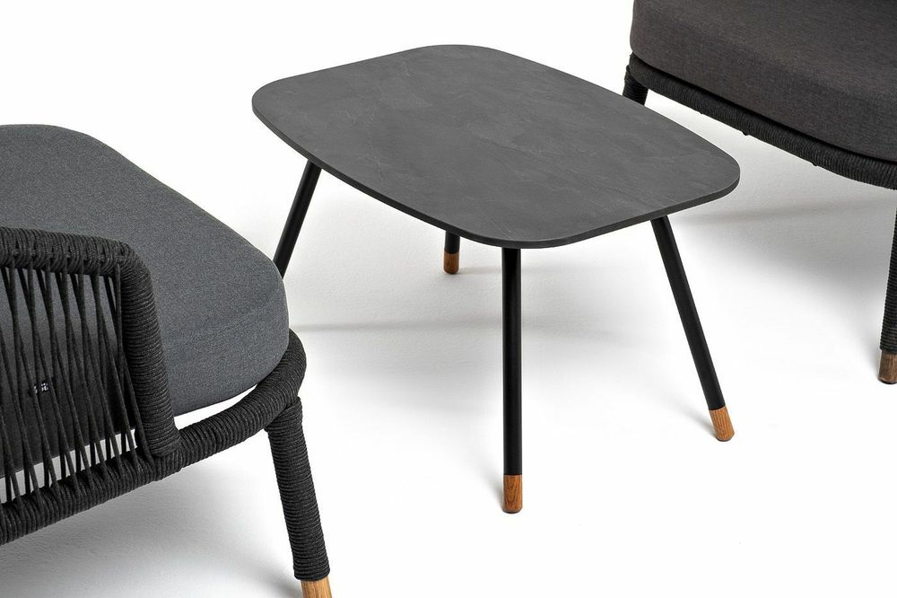 "Верона" лаунж-зона 5-местная плетеная из роупа (веревки), каркас алюминиевый темно-серый, роуп темно-серый