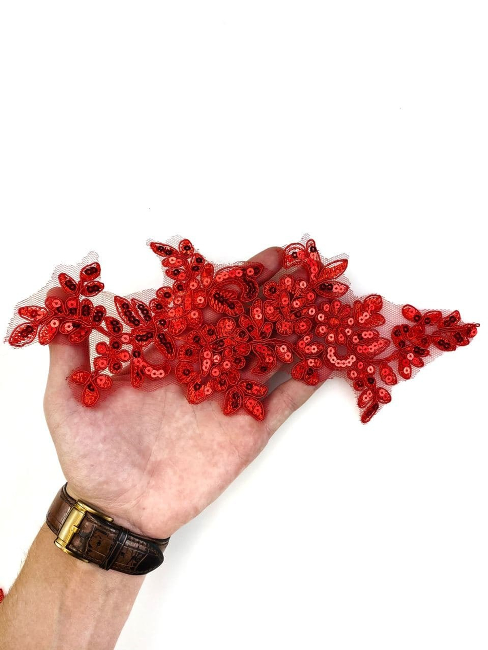 Патч с пайетками красный 22х10,5 см