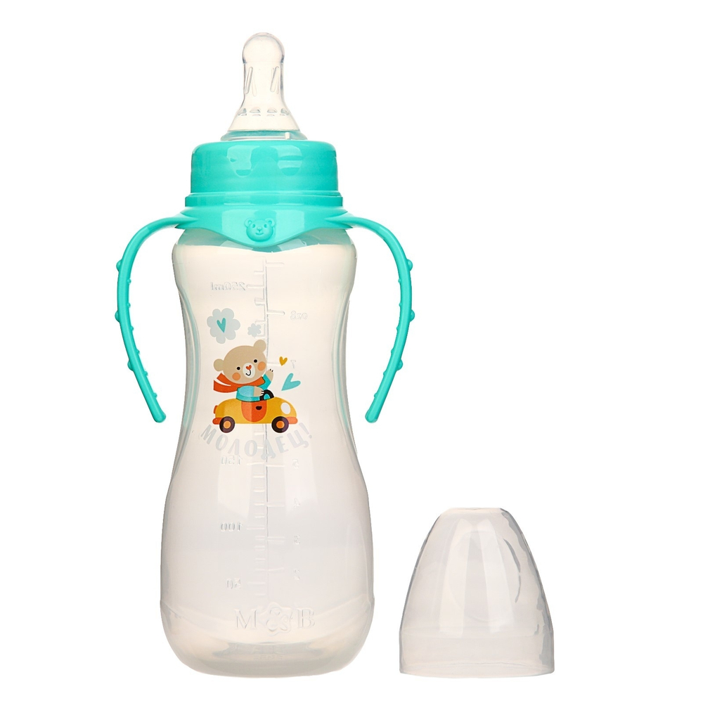 Бутылочка для кормления «Мишутка» детская приталенная, с ручками, 250 мл, от 0 мес., цвет би 2969837
