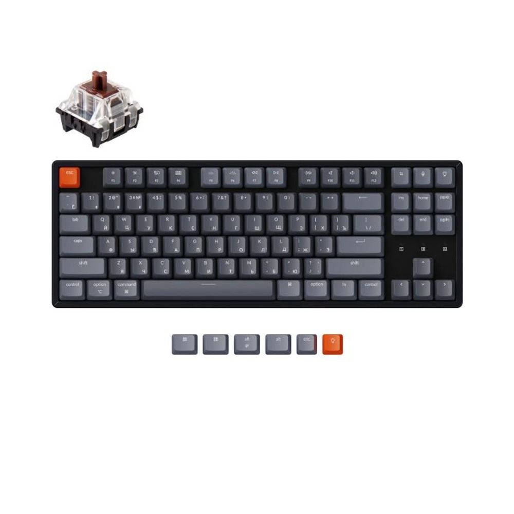 Беспроводная механическая клавиатура Keychron K8 Русифицированная раскладка ANSI 80% TKL. Алюминиевая рама. Есть RGB-подсветка и Hot-Swap