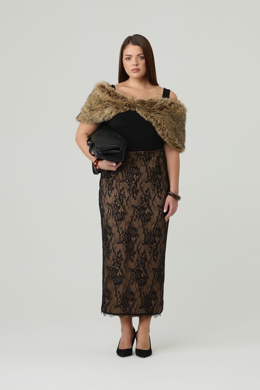 Юбка-карандаш из гипюра, черный