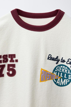 ZARA ФУТБОЛКА С РУКАВАМИ В ПОЛОСКУ, ЭКРЮ