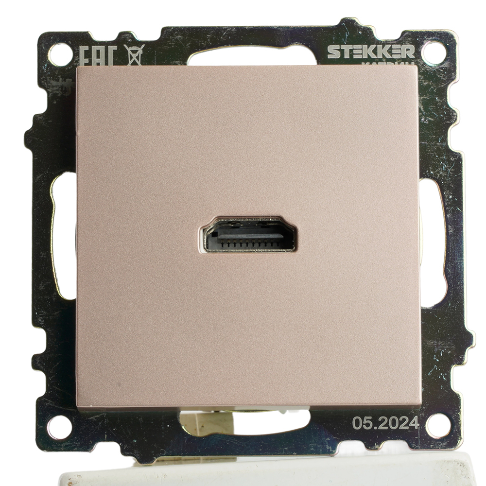 Розетка HDMI 2.1, Type A (механизм), STEKKER GLS00-7118-02, серия Катрин, шампань 50063