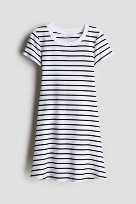 H&M Платье из джерси с короткими рукавами, белый