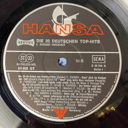 Винтажная виниловая пластинка LP Сборник Эстрады Die 20 Deutschen Top-Hits 3. Ausgabe Ungekurzt (Germany 1975)