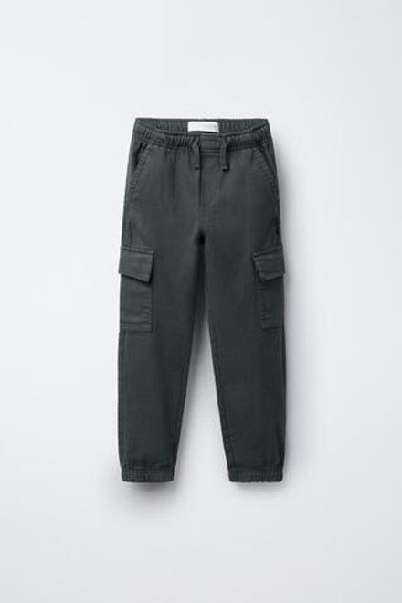 ZARA МЯГКИЕ БРЮКИ-КАРГО, СТАЛЬНОЙ СИНИЙ