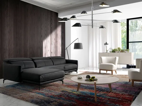 Диван угловой Angel Cerda 5359-L, черная кожа