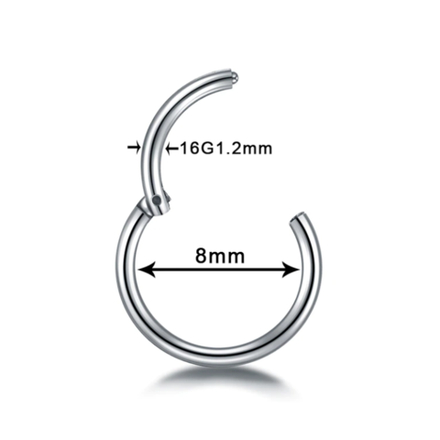 Кольцо-кликер с замком 8 мм толщиной 1,2 мм для пирсинга. Медицинская сталь
