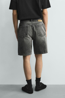 ZARA ДЖИНСОВЫЕ БЕРМУДЫ STRAIGHT FIT, МЯГКИЙ СЕРЫЙ