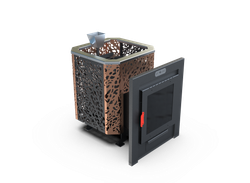 Банная печь Душа- 15 Сетка Леопард Закрытая Каменка панорама 8мм