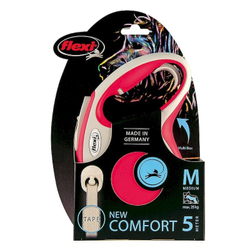 flexi рулетка NEW LINE Comfort M (до 25 кг) лента 5 м серый/красный