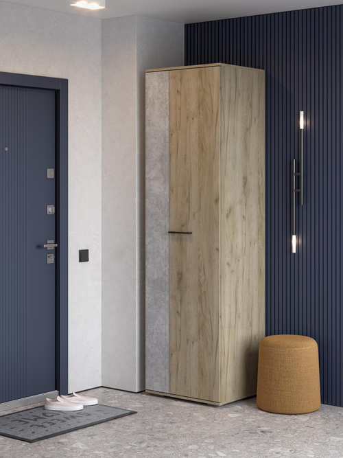 мс для прихожей Бостон ШК-600 дуб крафт серый/бетонный камень NEW