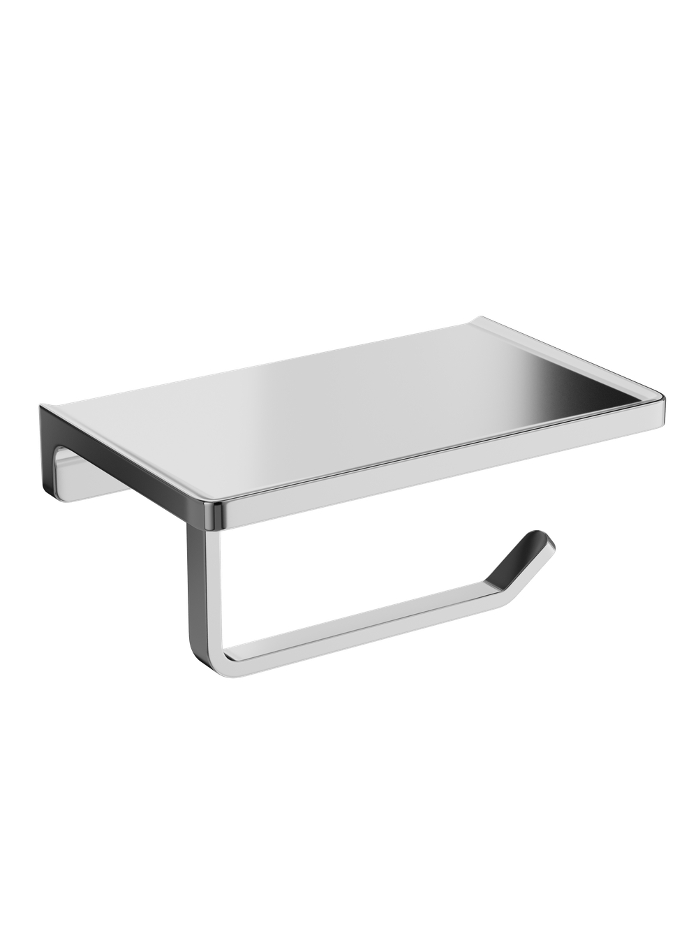 Держатель для туалетной бумаги STWORKI Эстерсунд S31345CR настенный, глянцевый хром, с полкой