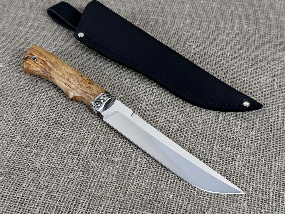 Oxoтничий нож "Атаман", сталь 95Х18, рукоять карельская берёза