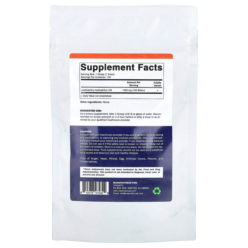 Vitamatic, ацидофильные лактобактерии, 100 г (3,5 унции)