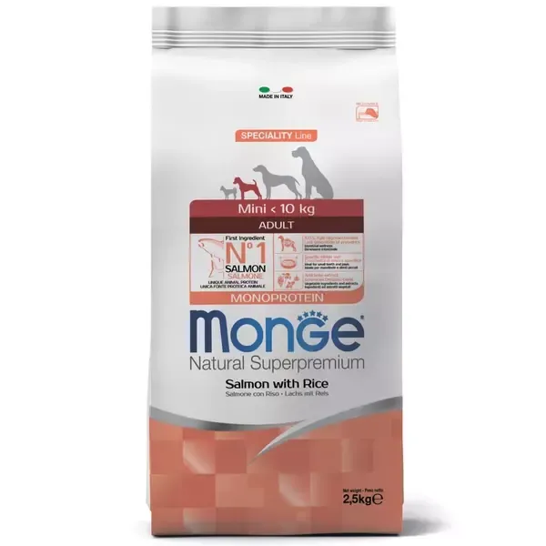 Сухой корм Monge Dog Speciality Line Monoprotein Mini для взрослых собак мелких пород, из лосося с рисом