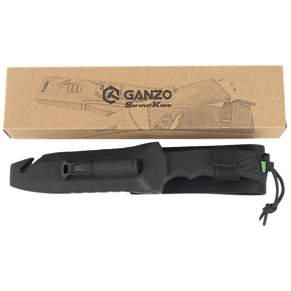 Нож Ganzo G8012V2-BK с паракордом 8CR13 Чёрный *