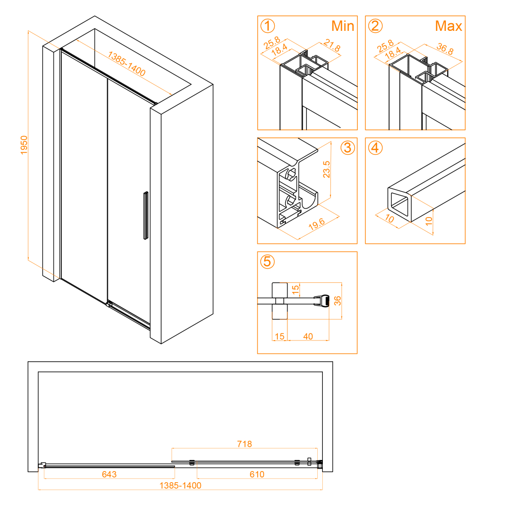 Душевая дверь RGW SV-12B (Прозрачное, 1400)