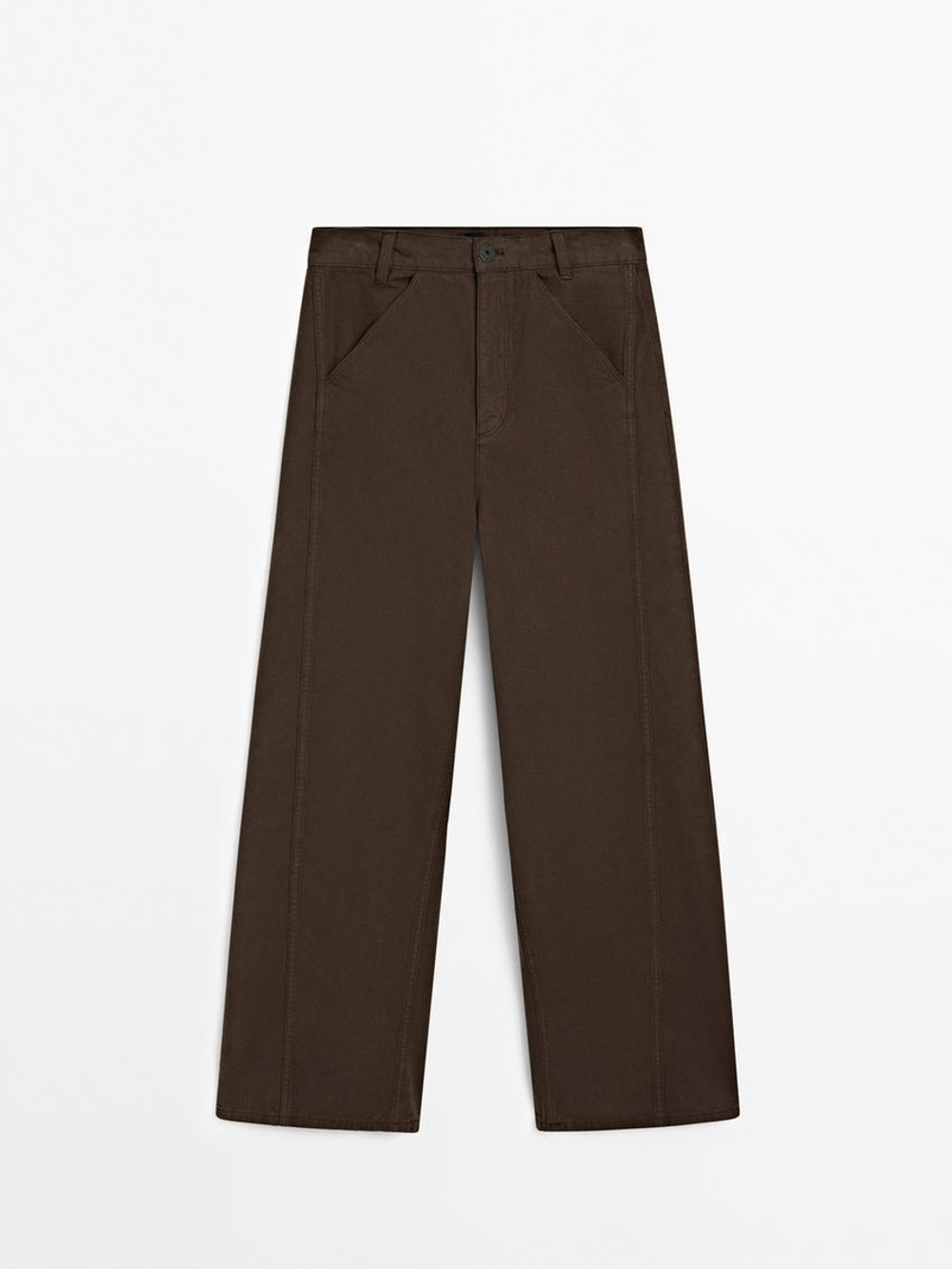 Massimo Dutti Брюки из смесового хлопка, шоколадный