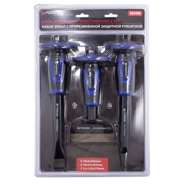 Набор зубил c прорезиненной защитной рукояткой, 3пр.(4х305мм,25х305мм,102х216мм),в блистере Forsage F-5034HQ