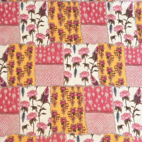 ЦВЕТОЧНЫЕ ЭСКИЗЫ, РОЗОВО-ЖЕЛТЫЙ - 100% хлопок 1